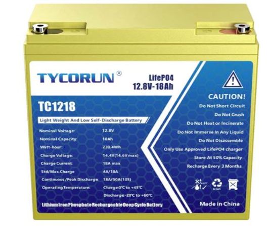 Tycorun - Model TC1218 - 12 Volt 18Ah Lithium Deep Cycle Battery