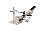 Model SMT-5 Binocular Zoom 7X - 90X Stereo Microscope package with Incident Annular Ring Fiber Optic ring Light on a Boom Stand with 150mm Working Distance