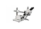 Model SMT-5TR Trinocular Zoom 7X - 90X Stereo Microscope package with Incident Annular Ring Fiber Optic ring Light on a Boom Stand with 150mm Working Distance