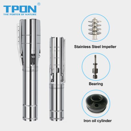 TOPN - Model 4/6TPSC Series - 4/6 Inch DC Wide Voltage Stainless Steel Solar Powered Submersible Water Pump Irrigation Customized Factory