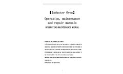 User Manual Of Industrial Oven
