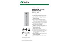 AO Smith - Model Promax - Residential Electric Water Heaters - SpecSheet