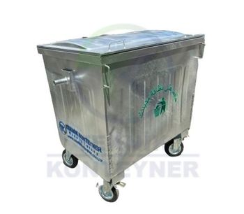 Teknik Konteyner - Model TK-1100-MCK - 1100 Liter Metal Galvanized Waste Container with Metal Lid