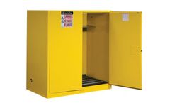 Sure-Grip - Model EX, Yellow - 899160 - 110 Gallon 2 Drum Vertical 1 Shelf 2 Doors Manual Close Flammable Cabinet