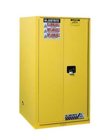Sure-Grip - Model EX, Yellow - 899080 - 90 Gallon 2 Shelves 1 Bi-Fold Self Close Door Flammable Cabinet