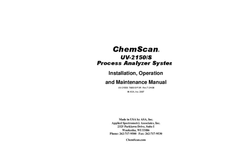 ChemScan - UV-2150/S - Chloramination Analyzer - O & M Manual