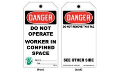 Model TAG 112 - Lockout and Confined Space Tag
