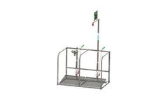 Hughes Safety - Model EXP-SD-65GS - Floor Mounted Outdoor Unheated Emergency Safety Shower and Separate Eye/Face Wash with Protective Frame