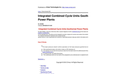 Integrated Combined Cycle Units Geothermal Power Plants – Brochure