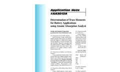 AA3012 Determination of Trace Elements in Lead for Battery Application Using Atomic Absorption Analysis - Application Notes