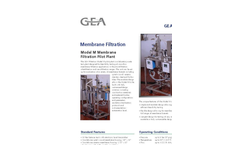 GEA Filtration - Model M - Membrane Filtration Pilot Plant - Specification Sheet