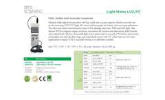 Sper Scientific - Model 840020 - Light Meter for Lux and FC - Datasheet
