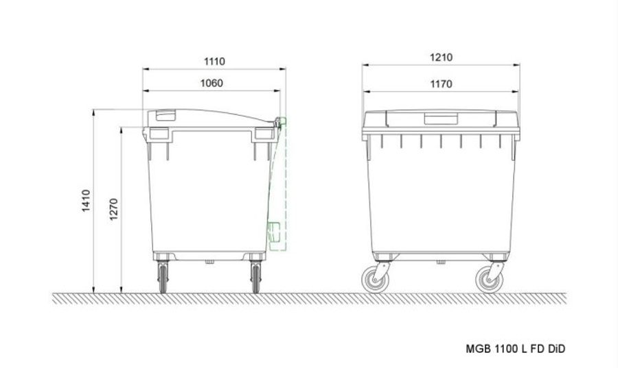 1100 Liter Mobile Garbage Bin