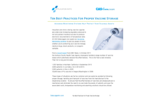 Ten Best Practices For Proper Vaccine Storage - Application Note