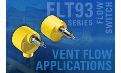 Fast Response FLT93F Flow Switch Monitors Room Positive Air Pressure and Exhaust Ventilation Systems