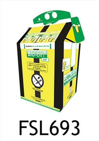 Bio Bin - Model FSL693 - 5 Litre Tiger Striped Cardboard Based Clinical Waste Container