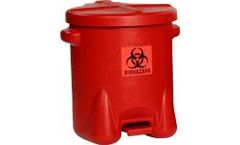 EAGLE - Model 947BIO - Biohazardous Waste Can, 14 Gal. Red Poly