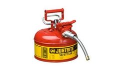 Justrite AccuFlow - Model 7210120 - Type II Steel Safety Can for Flammables, 1 Gal., S/S Flame Arrester, 5/8 Metal Hose