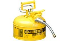 Justrite AccuFlow - Model 7210220 - Type II Steel Safety Can for Flammables 1 Gallon (Yellow with 5/8 Hose)