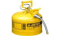 Justrite AccuFlow - Model 7225220 - Type II Steel Safety Can for Flammables 2.5 Gallon (Yellow with 5/8 Metal Hose)