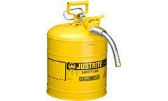 Justrite AccuFlow - Model 7250230 - Type II Steel Safety Can for Flammables 5 Gallon (Yellow with 1 Hose)