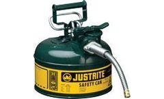 Justrite AccuFlow - Model JR-7210420 - Type II Steel Safety Can for Flammables 1 Gallon (Green with 5/8 Metal Hose)