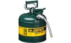Justrite AccuFlow - Model 7220420 - Type II Steel Safety Can for Flammables 2 Gallon (Green with 5/8 Metal Hose)