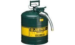 Justrite AccuFlow - Model 7250430 - Type II Steel Safety Can for Flammables 5 Gallon (Green with 1 Metal Hose)