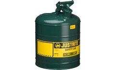JUSTRITE - Model 7150400 - Type I Steel Safety Can for Flammables, 5 Gallon (19L), S/S Flame Arrester, Self-Close Lid (Green)