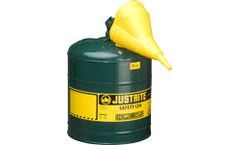 JUSTRITE - Model 7150410 - Type I Steel Safety Can for Flammables 5 Gallon (Green with Funnel)
