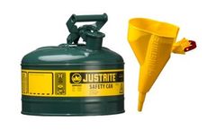 JUSTRITE - Model 7110410 - Type I Steel Safety Can for Flammables 1 Gallon (Green with Funnel)