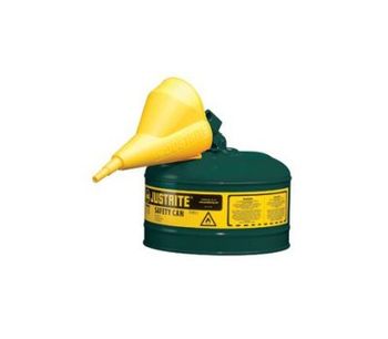 JUSTRITE - Model 7125410 - Type I Steel Safety Can for Flammables, With Funnel, 2.5 Gallon (9.5L) - Green