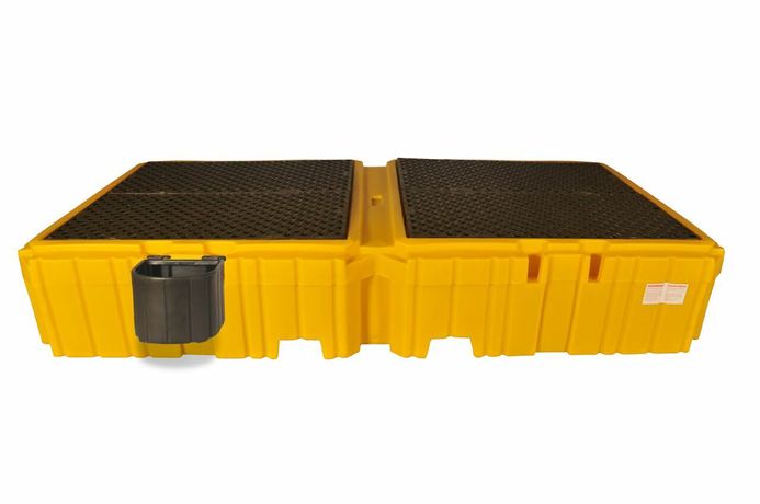Twin IBC Spill Pallet with Bucket Shelf - Left - No Drain-2