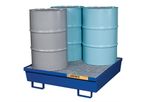 Justrite - Model 28614 - Spill Containment Pallet 4 Drum Square Blue Steel