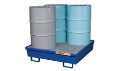 Justrite - Model 28614 - Spill Containment Pallet 4 Drum Square Blue Steel