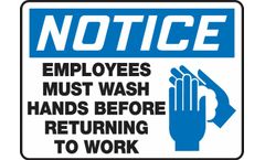 Model AF-MRTS811VS - OSHA Notice Safety Sign: Employees Must Wash Hands Before Returning to Work - 7 X 10