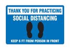 Slip-Gard - Model AF-PSR304 - Floor Sign: Thank You for Practicing Social Distancing - Blue Background
