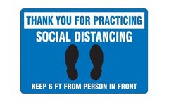 Slip-Gard - Model AF-PSR304 - Floor Sign: Thank You for Practicing Social Distancing - Blue Background