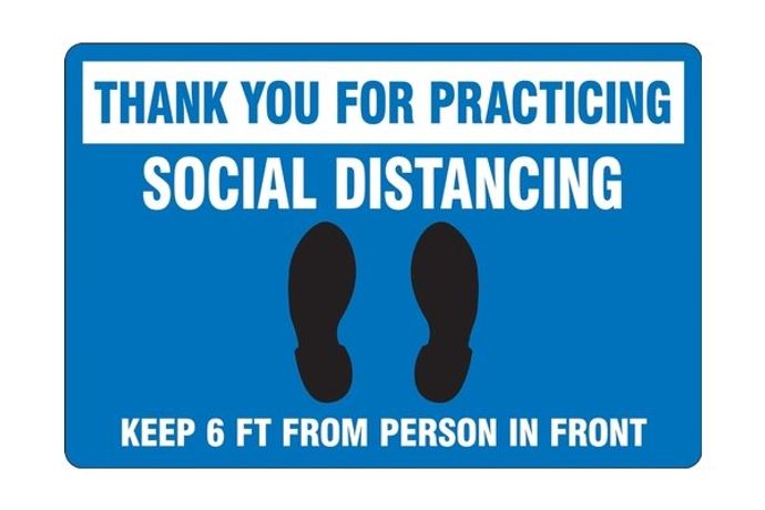 Slip-Gard - Model AF-PSR304 - Floor Sign: Thank You for Practicing Social Distancing - Blue Background