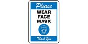 Safety Sign: Please Wear Face Mask Thank You - 14 x 10 - Blue