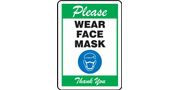 Safety Sign: Please Wear Face Mask Thank You - 14 x 10 - Green