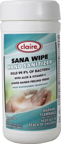 Sansa-Wipes Hand Sanitizing Wipes - 70 Wipes - 6 Canisters/Case
