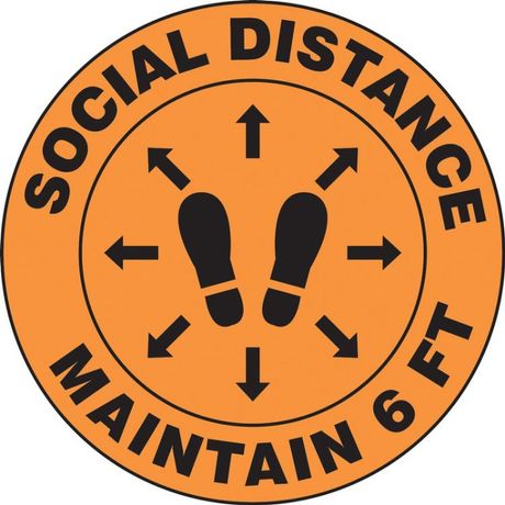 Slip-Gard - Model AF-MFS384 - Floor Sign: Social Distance Maintain 6 FT - 12 - Footprint