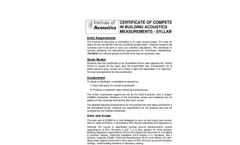 Certificate Course in Building Acoustics Measurements Brochure