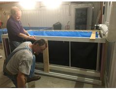 Sunflower Shrimp uses our folding frame tanks for their indoor shrimp-growing operation