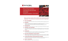 Recycling Industry Operating Standard (Rios) Implementation Checklist