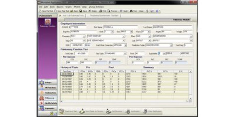 Workplace Applications - Pulmonary Function Software Module