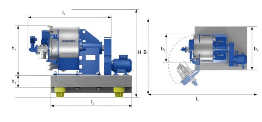 Outline sketch of the Krauss-Maffei peeler centrifuge HZ