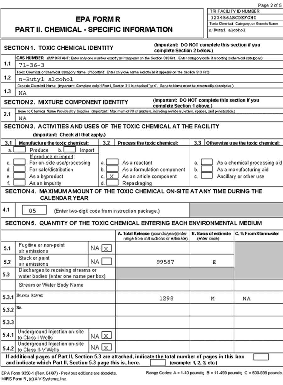 A-V-Systems MIRS Toxic Release Inventory / Form R Reporting System