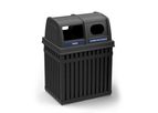 Parkview - Model 72720199 CL4 - Black Trash and Recycling Container, 50-Gallon Square, Dome Lid, Rectangular and Round Opening